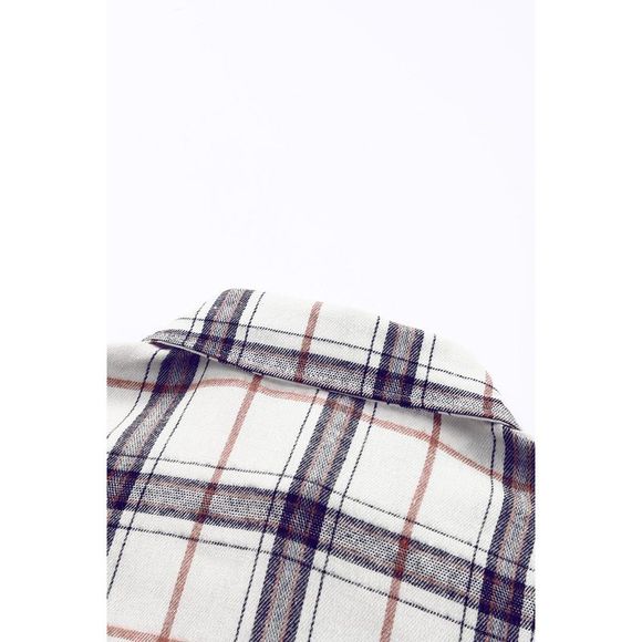 Azura Exchange  White Oversized Plaid Pattern Shacket with Slits - Picture 13 of 15